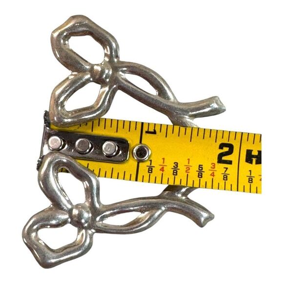 Vintage Taxco Mexico Sterling Silver 925 Bow Shaped Earrings 2" Long Statement - Picture 5 of 7